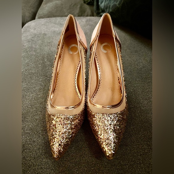 Journey Collection Kalani Elegant Gold Glitter Women's Heels sz 9 nwob - Picture 5 of 5